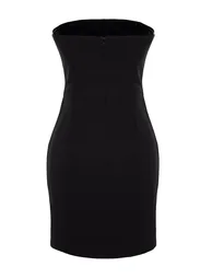 Elegant Evening Dress with Black Shiny Stone Accessories - 7