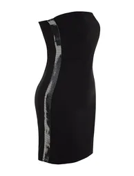 Elegant Evening Dress with Black Shiny Stone Accessories - 6