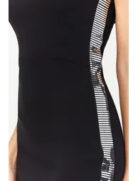 Elegant Evening Dress with Black Shiny Stone Accessories - 5
