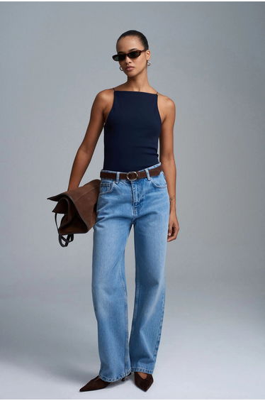 DILVIN Slim-Fit Halterneck Jersey Blouse