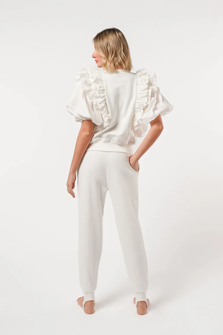 White Stirrup Trousers - 1