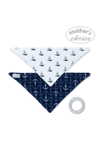 Pack of 2 - Bandana Bib with Removable Silicone Teether Ring