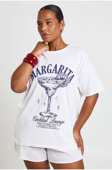 Plus Margarita Printed T Shirt - white