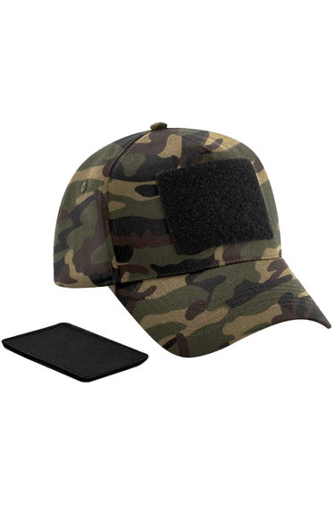 Beechfield 5 Panel Removable Patch Baseball Cap - Jungle Camo