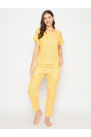 Printed Round Neck Top and Pyjama Set