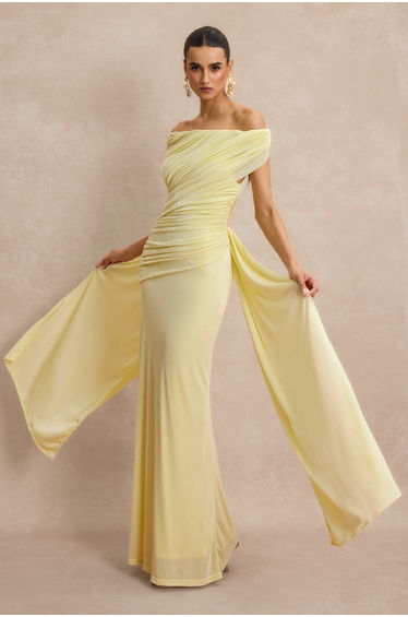 Off Shoulder Ruched Maxi Dress