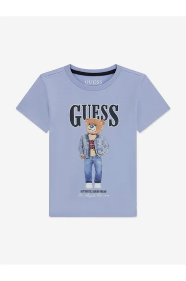 Guess Boys Bear Logo T-Shirt in Blue