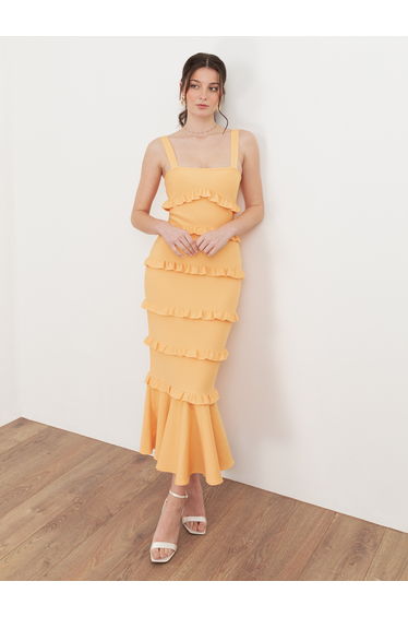 Maya Amber Yellow Strappy Bandage Dress