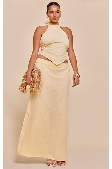 Plus Butter Cream Embroidered Maxi Skirt