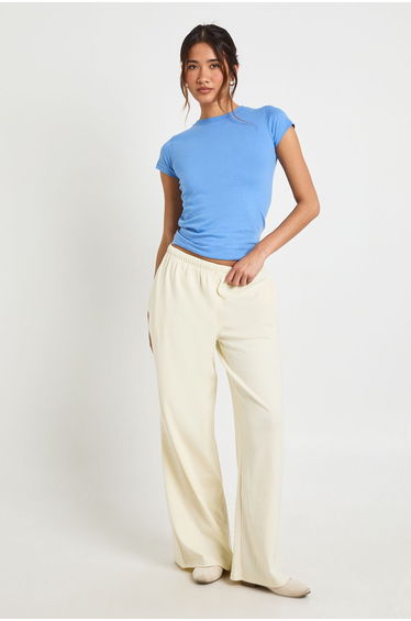 Basic Rib Straight Leg Trouser - lemon