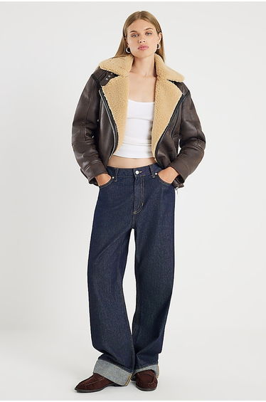 Brown Borg Lined Aviator Jacket