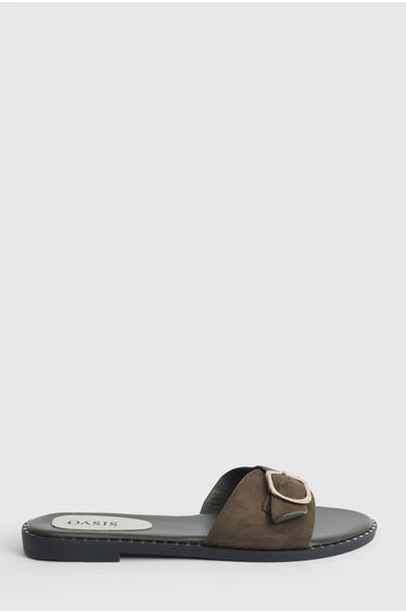 Billie Faux Suede Buckle Detail Sliders