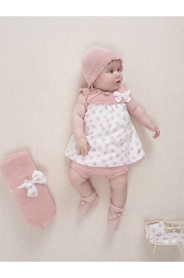 Paz Rodriguez Baby Girls Cotton Dress with Knickers in Pink