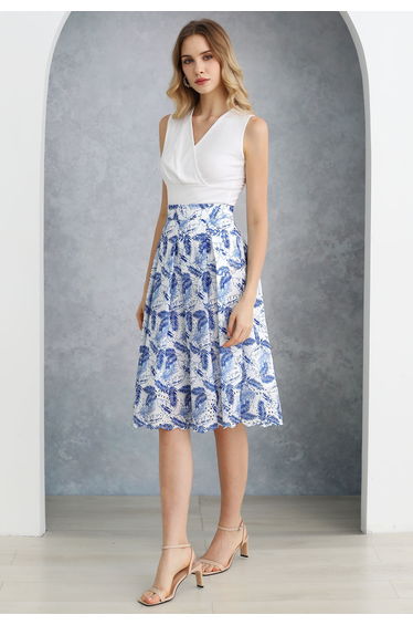 Faux-Wrap Sleeveless Cotton Top in White