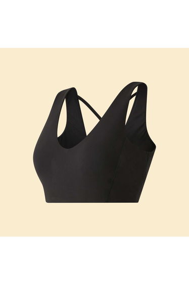 Medium Support Criss-Cross Back Sports Bra BLACK