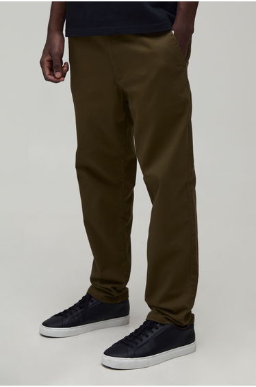 Fixed Waist Slim Cropped Chino Trousers - dark olive