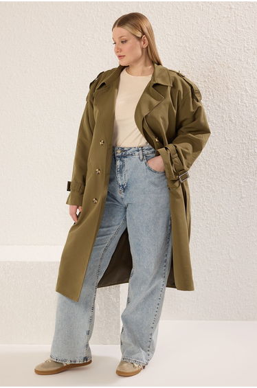 Khaki Long Oversize Plus Size Trench Coat
