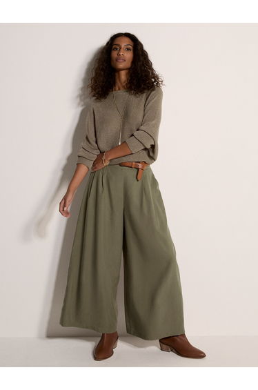 Slub Linen Wide-Leg Trousers