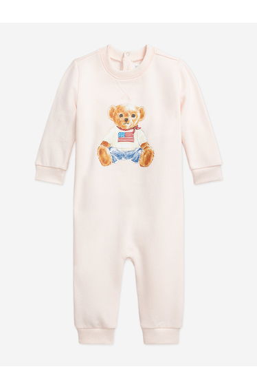 Baby Girls Polo Bear Romper in Pink