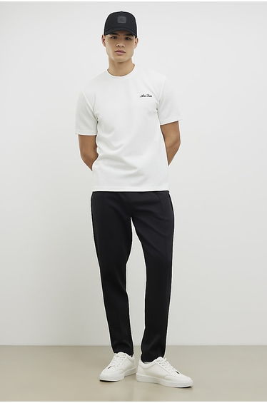 White Slim Fit Textured Ame Saint T-Shirt