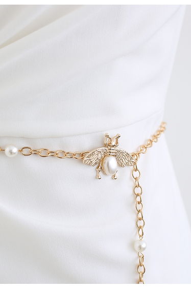 Pearly Bee Metal Chain Belt