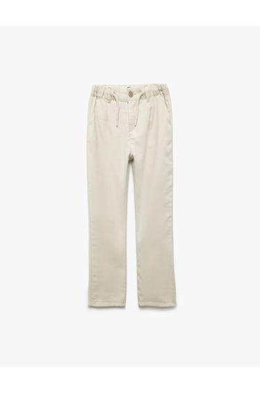 Viscose Trousers with Adjustable Elastic Waist and Laces