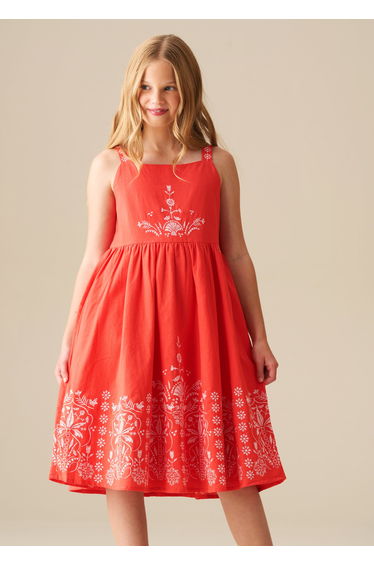 Pippa Red Embroidered Dress