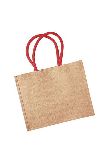 Westford Mill Classic Jute Shopper Bag (21 Litres) - Natural/Bright Red