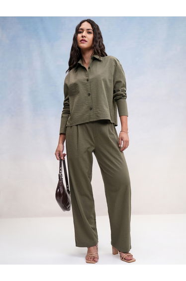 Textured Spread Collar Cotton Regular Fit Shirt