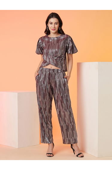Striped Crop Top and Trouser Co-Ords