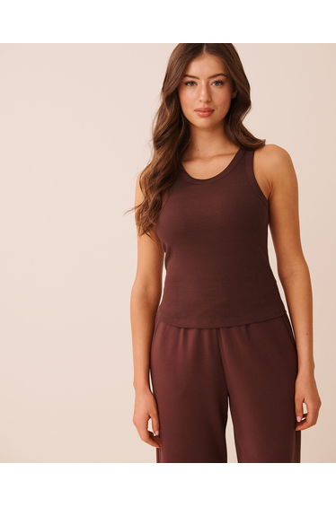 Ribbed Cotton Cami with Shelf Bra