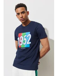 Men's Indigo Slim Fit Slim Fit Crew Neck 100% Cotton Printed T-Shirt - 4