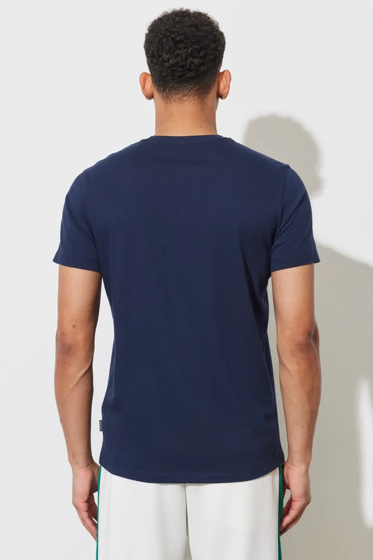 Men's Indigo Slim Fit Slim Fit Crew Neck 100% Cotton Printed T-Shirt - 3