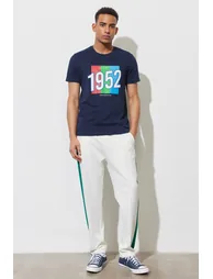 Men's Indigo Slim Fit Slim Fit Crew Neck 100% Cotton Printed T-Shirt