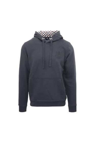 Aquascutum Mens Logo Hoodie - Antracite