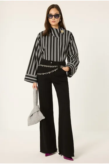 GLITTER STRIPED VISCOSE SHIRT
