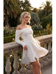 White Waist Opening/Skater Lined Wedding/Wedding Elegant Evening Dress