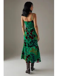 Premium Burnout Cowl Neck Strappy Midi Slip Dress - 2