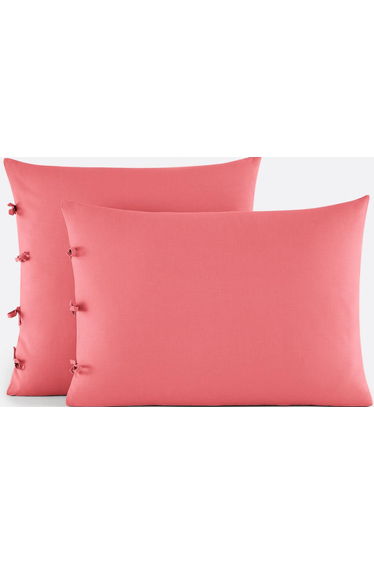 Scenario Plain Cotton Pillowcase with Tie Fastening