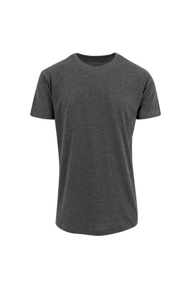 Mens Shaped Long Short Sleeve T-Shirt - Charcoal