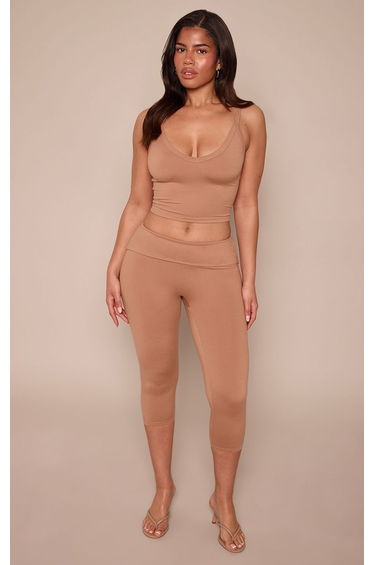 Shape Latte V Neck Cropped Vest