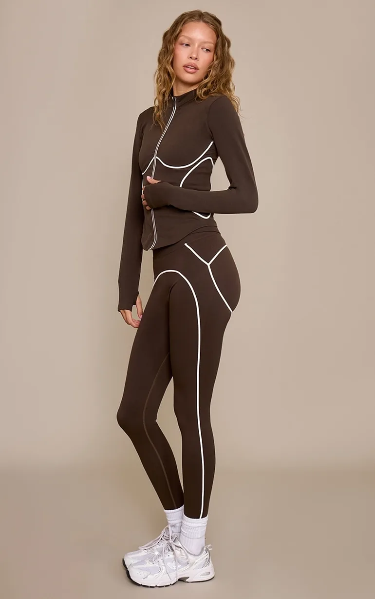 Espresso Seamless Contrast Seam Jacket