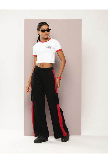 Women Black Wide Leg Soft Drapey Cotton Pant