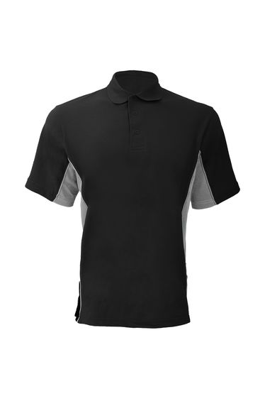 Gamegear® Mens Track Pique Short Sleeve Polo Shirt Top - Black/Grey/White