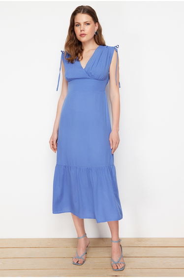 Blue Woven Maxi Dress