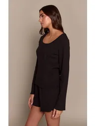 Black Ribbed Slouchy Pyjama Shorts - 3