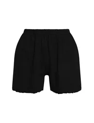Black Ribbed Slouchy Pyjama Shorts - 5