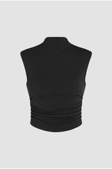 Ruched Half Turtleneck Crop Top