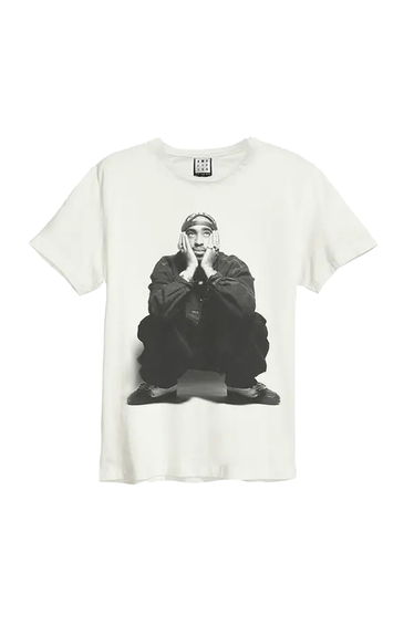 Amplified Unisex Adult Contemplation Tupac Shakur Vintage T-Shirt - White