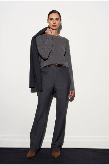 DILVIN Cashmere Ribbed Boat Neck Sweater